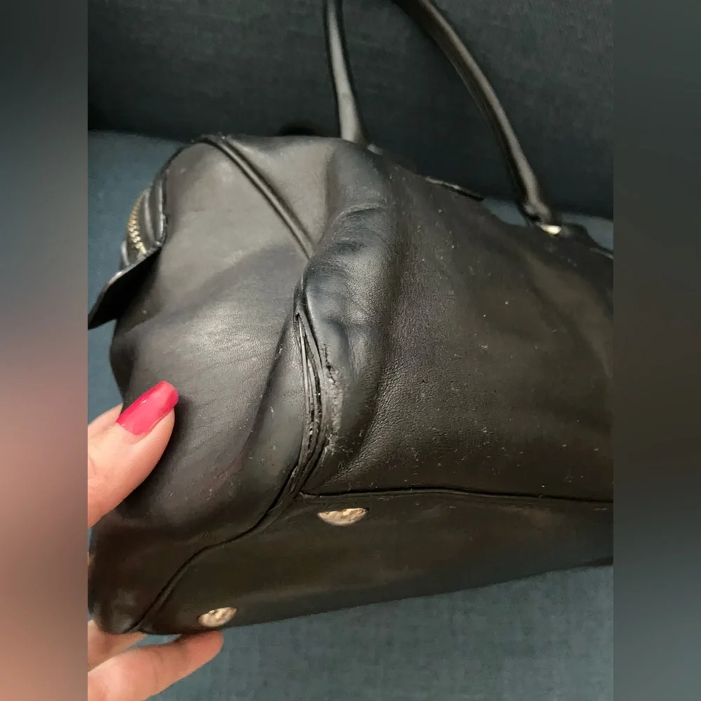 Coach Black Leather Handbag Satchel Silver Hardware - Picture 5 of 16